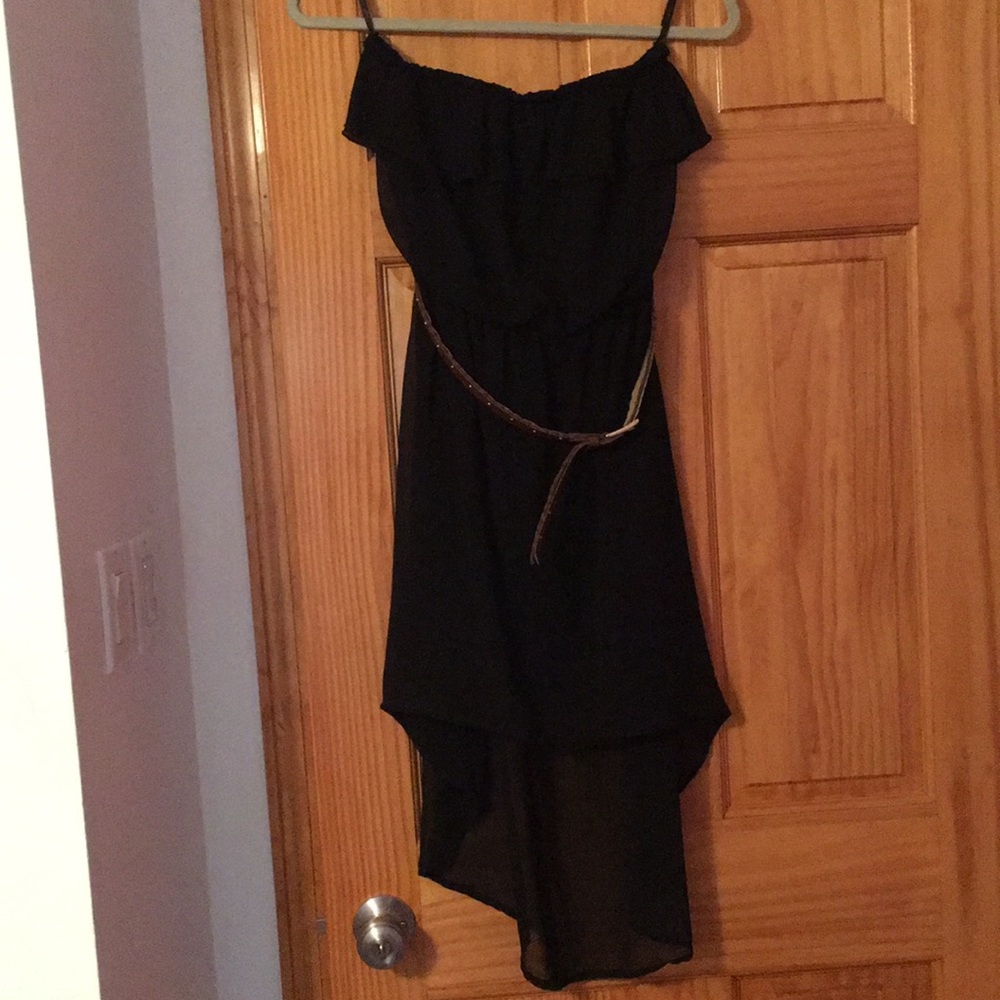 Sheer hi-low black dress